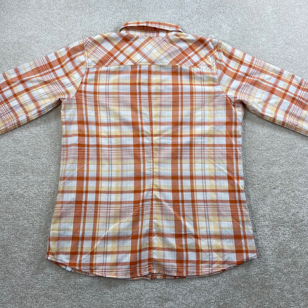 Marmot Plaid Button Down Shirt Womens L Orange Yellow Hiking Outdoor Top - Picture 7 of 14